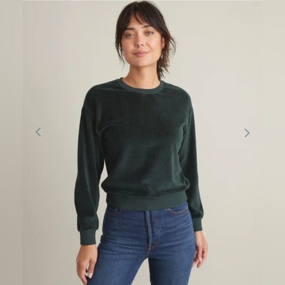 Marine layer Moonlight Velour Sweatshirt in Pine Needle